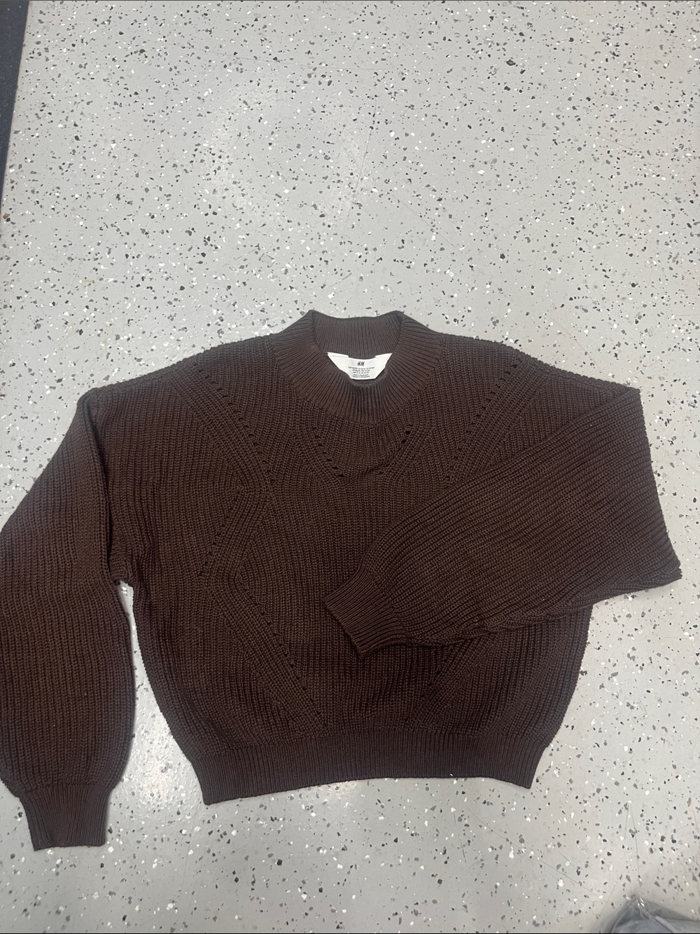 H&M Girls Dark Brown Knit Crewneck Sweater